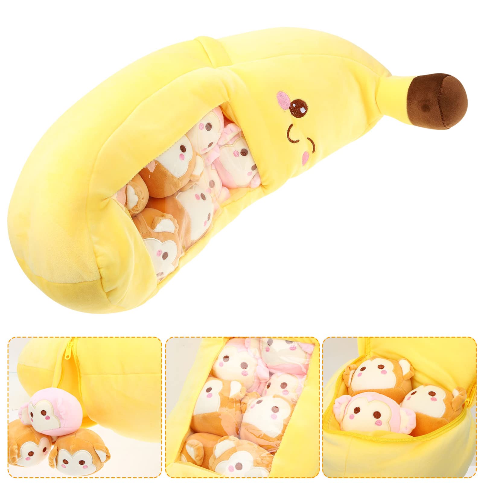 Abaodam 1 Ensemble Coussin Peluche Banane de Jouets Mini Dolls avec Fenêtre Transparente et Décoration Pratique pour Chambre pour Fêtes et