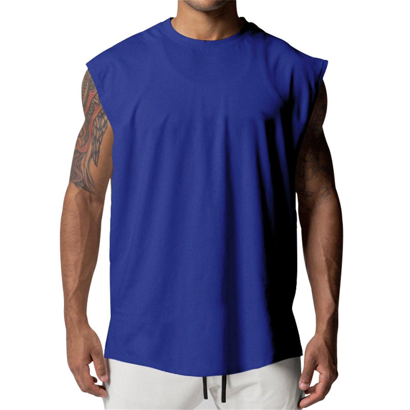 Men'S Tank Shirts and Summer Casual Sleeveless O Neck Printed Raglan Top Undershirt Shirts for Men Men Tank Tops