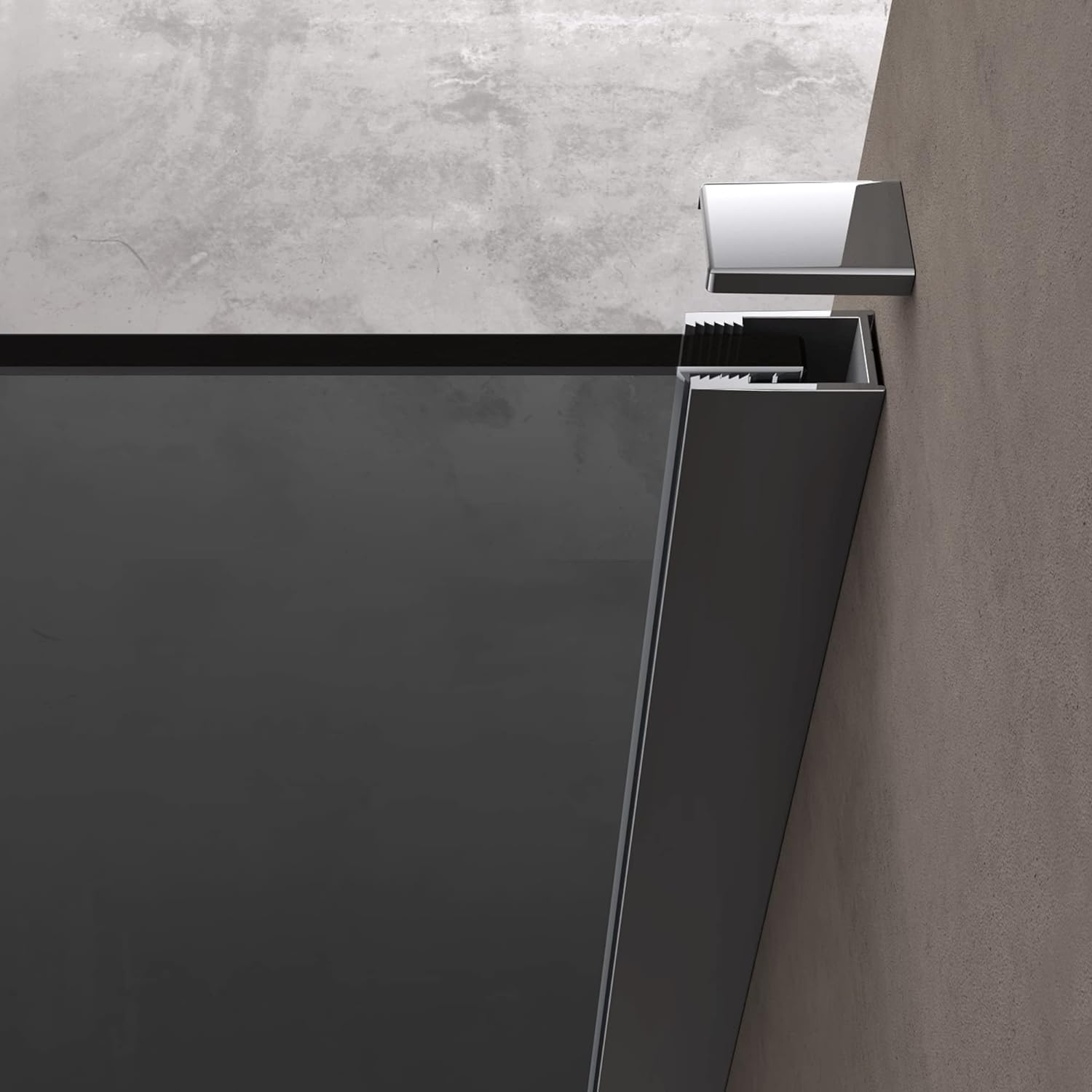 doporro Box Doccia Walk-In 80x200 cm, Parete Doccia Fissa in Vetro Temperato Fumé 10 mm con Barra Stabilizzatrice Regolabile e Profilo Cromato – Bremen02VG
