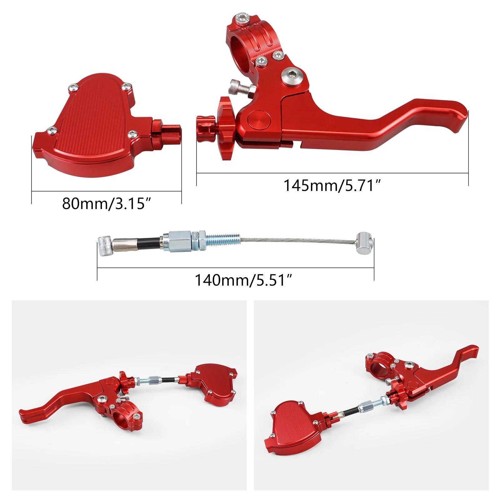Zestaw linki sprzęgła motocykl Pasuje do Honda CBR600RR 1000RR Pasuje do Yamaha Pasuje do Ducati Krótka dźwignia sprzęgła kaskaderskiego System kabli z łatwym ciągnięciem(Lever Black)