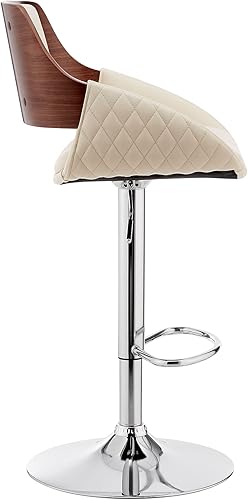 Miniatura 94 de Armen Living Taburete de bar de madera giratorio de mediados de siglo con pedestal moderno con piel sintética para encimera de isla de cocina,