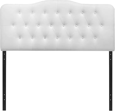 Modway Annabel Tufted Button Faux Leather Upholstered Full Headboard in White
