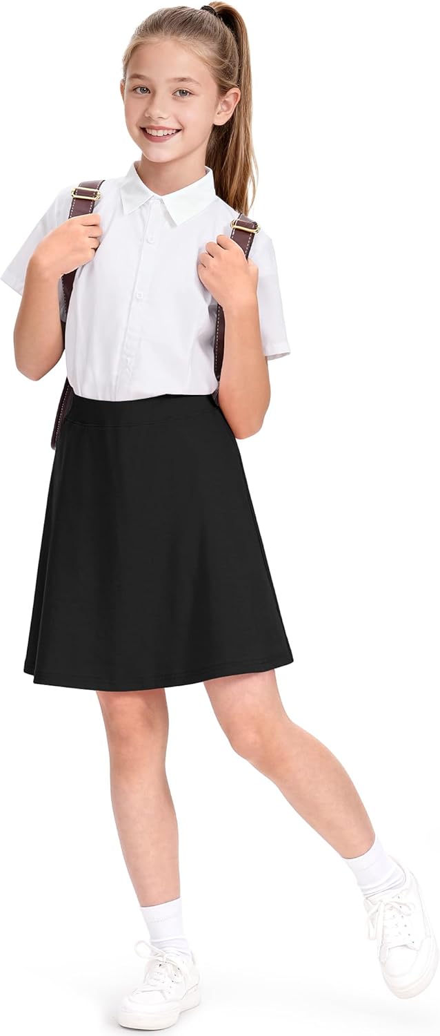 KEREDA Girls Uniform Skirts with Undershorts Casual High Waist Stretchy A-Line Skirts Soft Skorts Fashion Clothes - Image 2