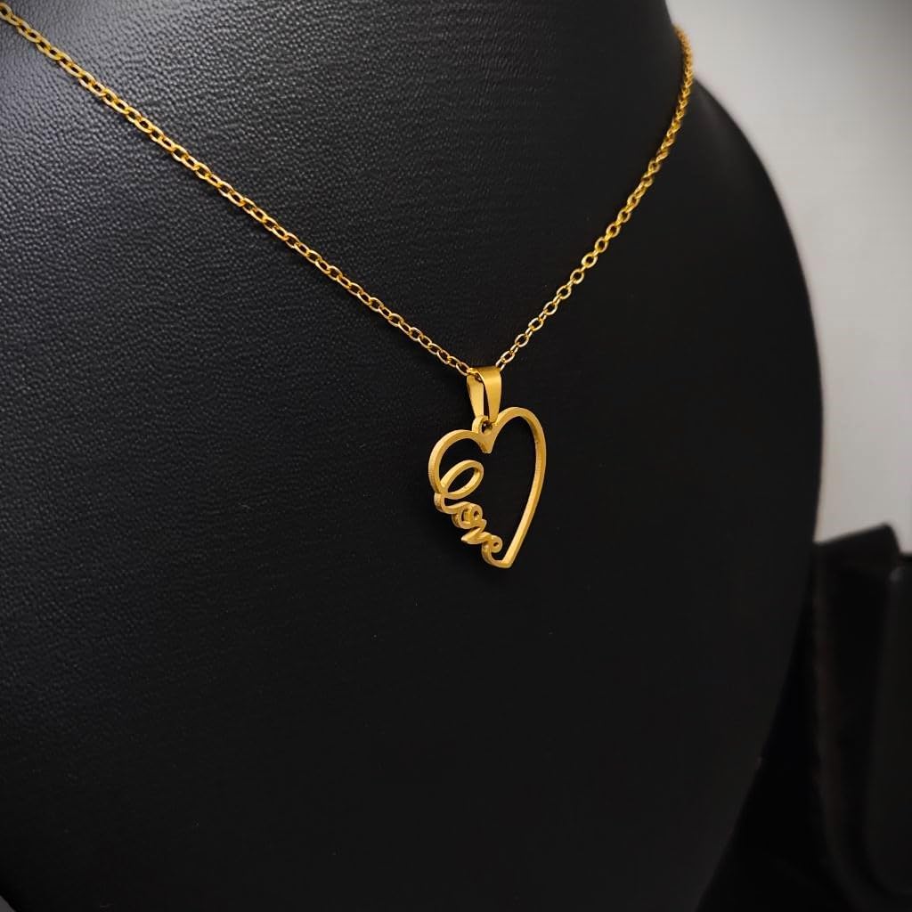 Gold Plated Heart Love Pendant Necklace and Earrings Set – Stainless Steel Dainty Jewelry Set for Women, Gift Set for Her, Romantic Valentine’s Day or Birthday Present - Image 7