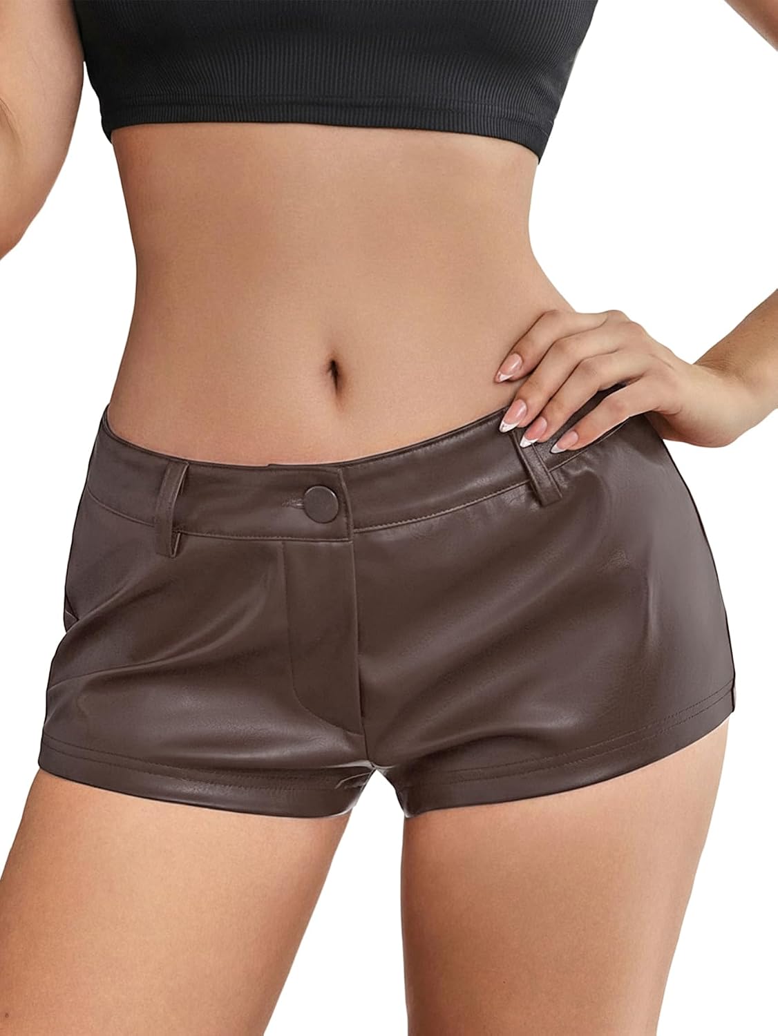 SweatyRocks Women's Vintage PU Leather Shorts Low Rise Club Party Shorts Streetwear