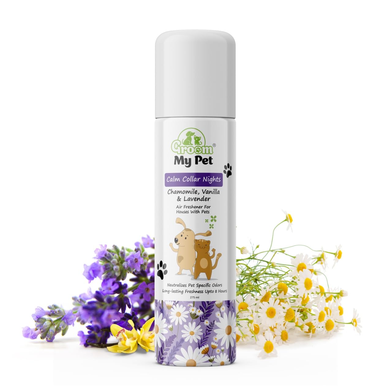 Air Freshener 275 ml | For Houses with Pets, Dogs & Cats | Neutralizes Pet Specific Odors | Long-lasting Freshness | Non Toxic & Safe (Calm Collar Nights (Chamomile, Vanilla & Lavender))-image-2