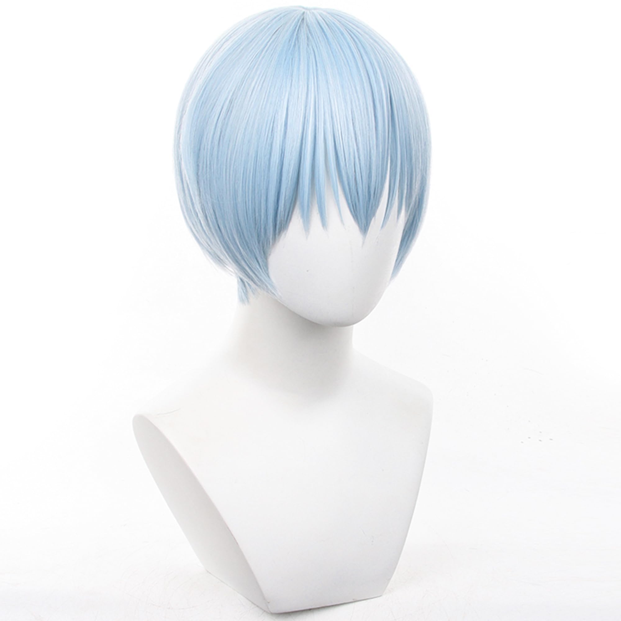 Ice Blue Cosplay Wig Bob With Bangs Short Straight Heat Resistant Synthetic Hair for Adult Women Man Halloween Cos Anime Party Replacement Wigs - Image 4