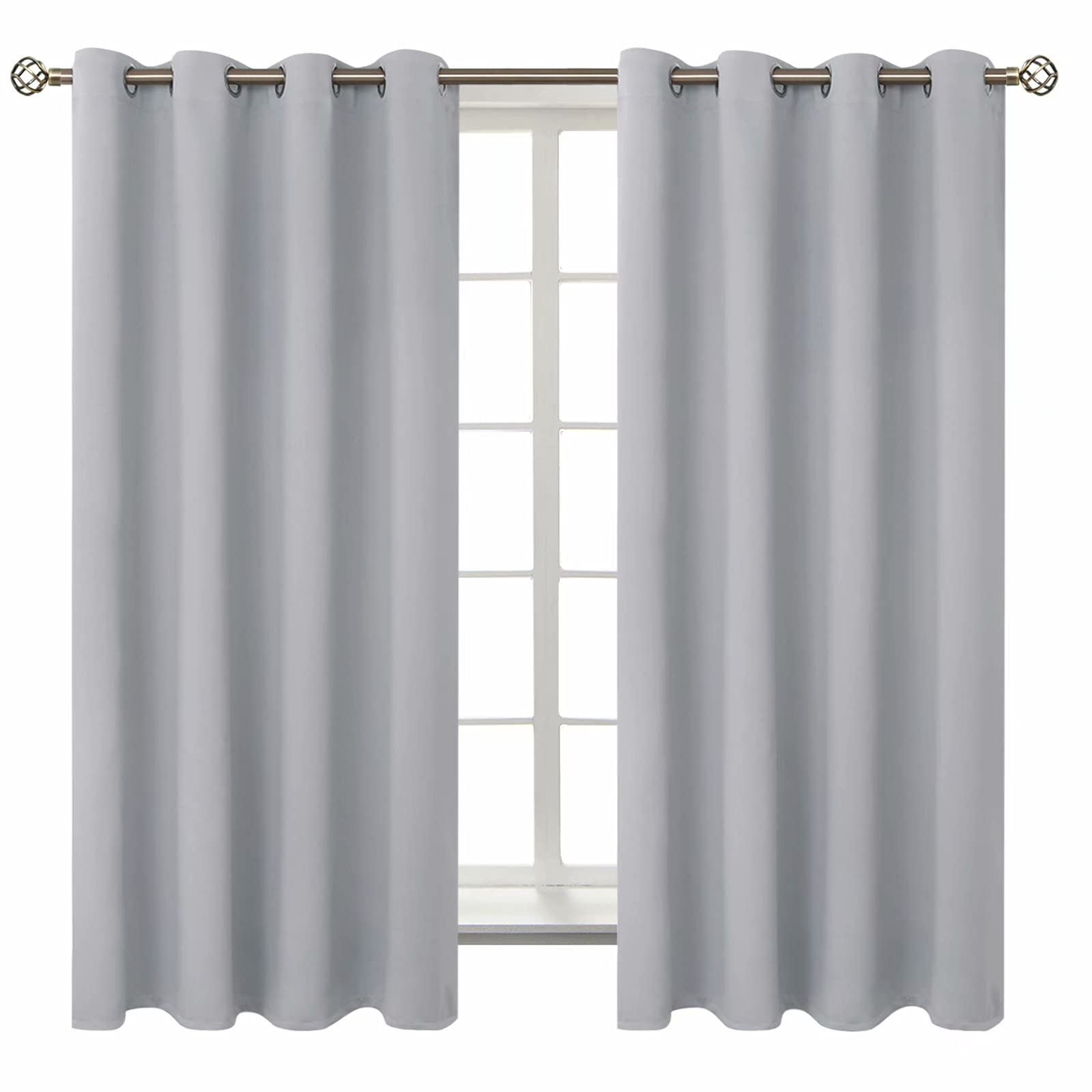 BGment Light Grey Room Darkening Curtains 63 Inch for Bedroom - 2 Panels