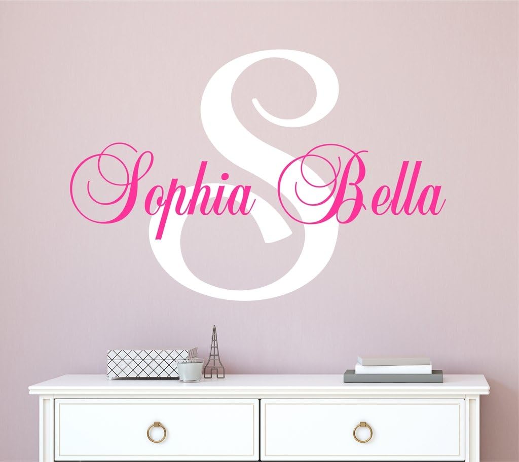 Nursery Custom Name Wall Decal Sticker, 40" W x 28" H, Girl Name Wall Decal, Personalized, Girls Nursery, Bedroom Decor, Plus Free White Hello Door Decal