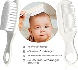 Ensemble de soins de sécurité pour bébé avec brosse à cheveux, peigne et coupe-ongles, kit essentiel pour nouveau-né filles garçons (gris blanc) - 2