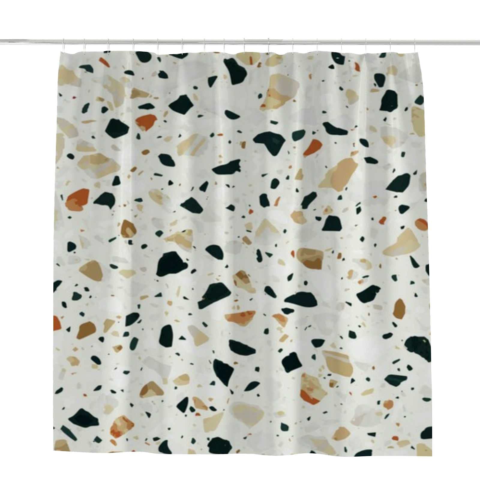 Rideau de douche anti éclaboussures terrazzo lavable pour baignoire