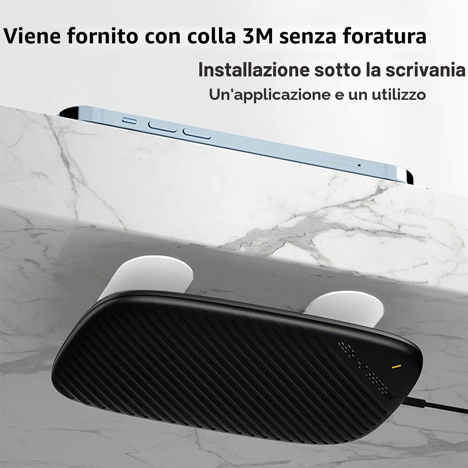 Caricatore Wireless Invisibile, 18-40 Mm sotto Tavolo Qi Caricatore 10w Ricarica Wireless per Tutti I Dispositivi Standard Qi per Barra di Spessore/tavolino/banco di caffè Attesa