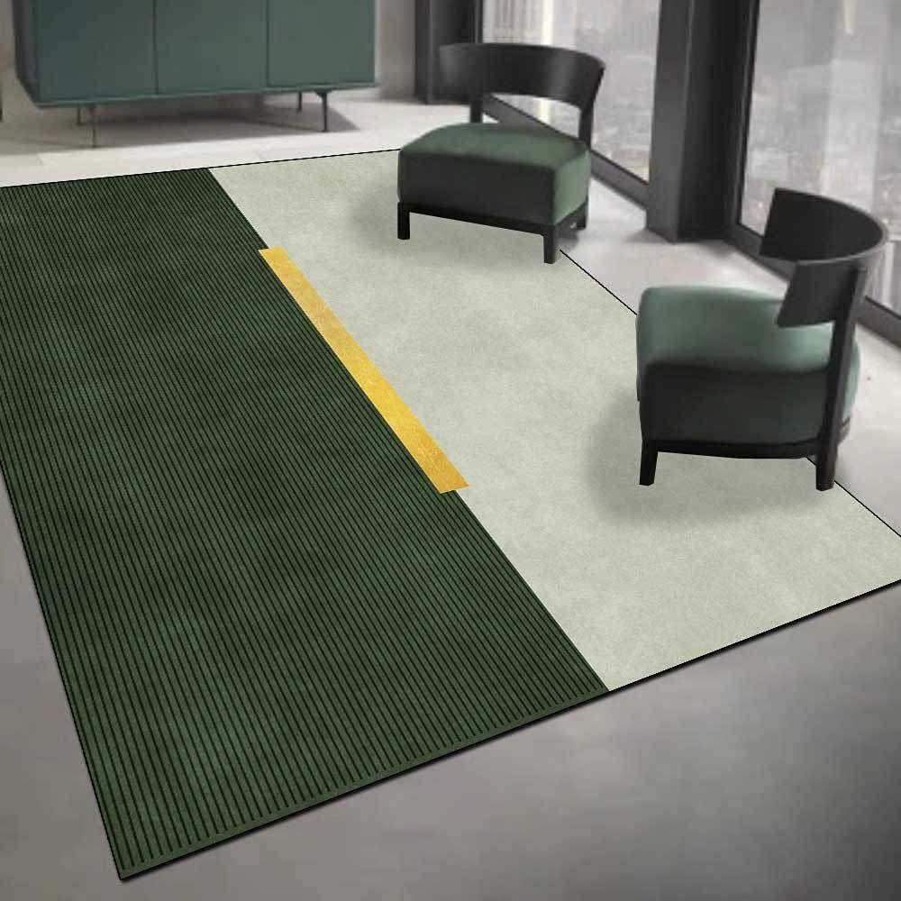 Tapis de salon vert 120x160 cm patchwork géométrique moderne