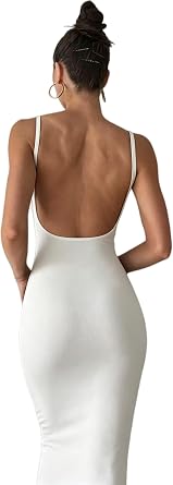 Women Backless Maxi Tank Dress Bodycon Sexy Open Back Long Dresses