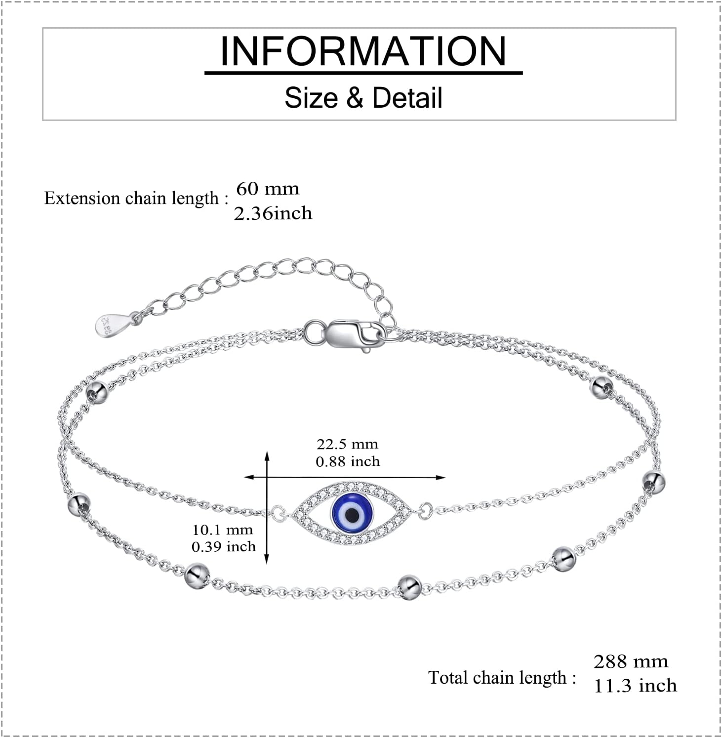 Evil Eye/Moon Star/Cross/Dragonfly/Sea Turtle Ankle Bracelets for Women 925 Sterling Silver Adjustable Anklets Jewelry Gifts for Women
