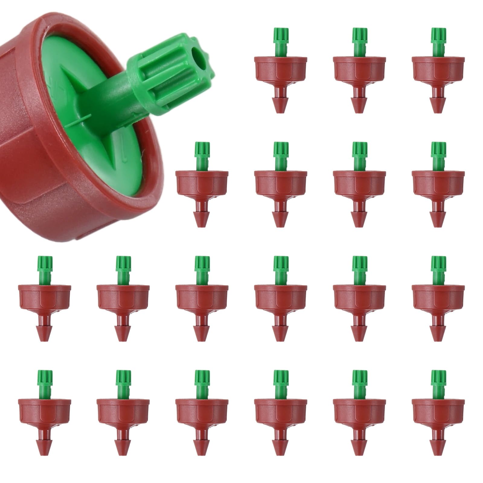 M METERXITY 60-Pack 0.26GPH Pressure Compensating Drippers, Red+Green