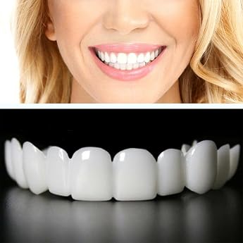 2 Pairs of Teeth Veneers Braces Extra Thin Comfort Fit Instant Perfect Smile Teeth Safe Temporary Dentures Upper and Lower Jaw Instant Veneers Prostheses Teeth for Beautiful Smile