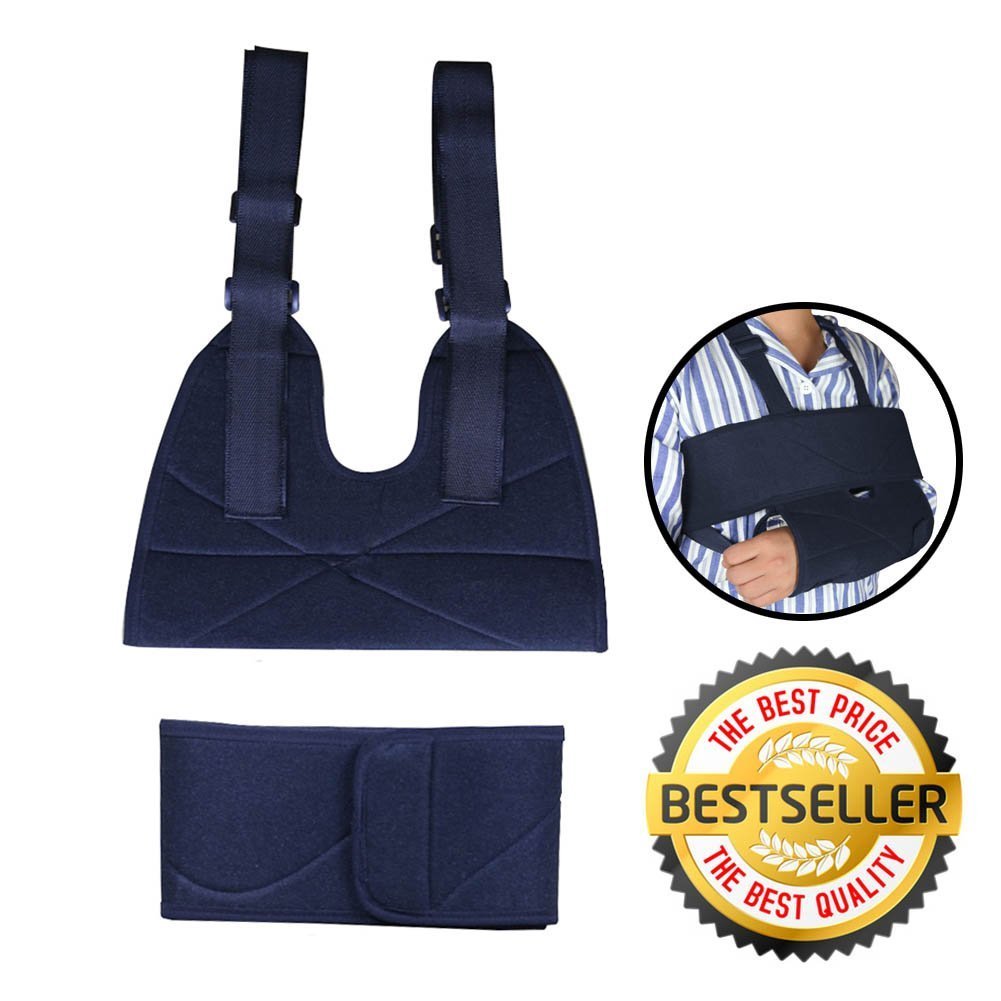 Medical Arm Sling Shoulder Immobilizer, Fully Adjustable Rotator Support Brace with Immobilizer Band for Quickest Recovery, Medical Sling for Broken Fractured Bones Dislocation Sprains Strains Tears