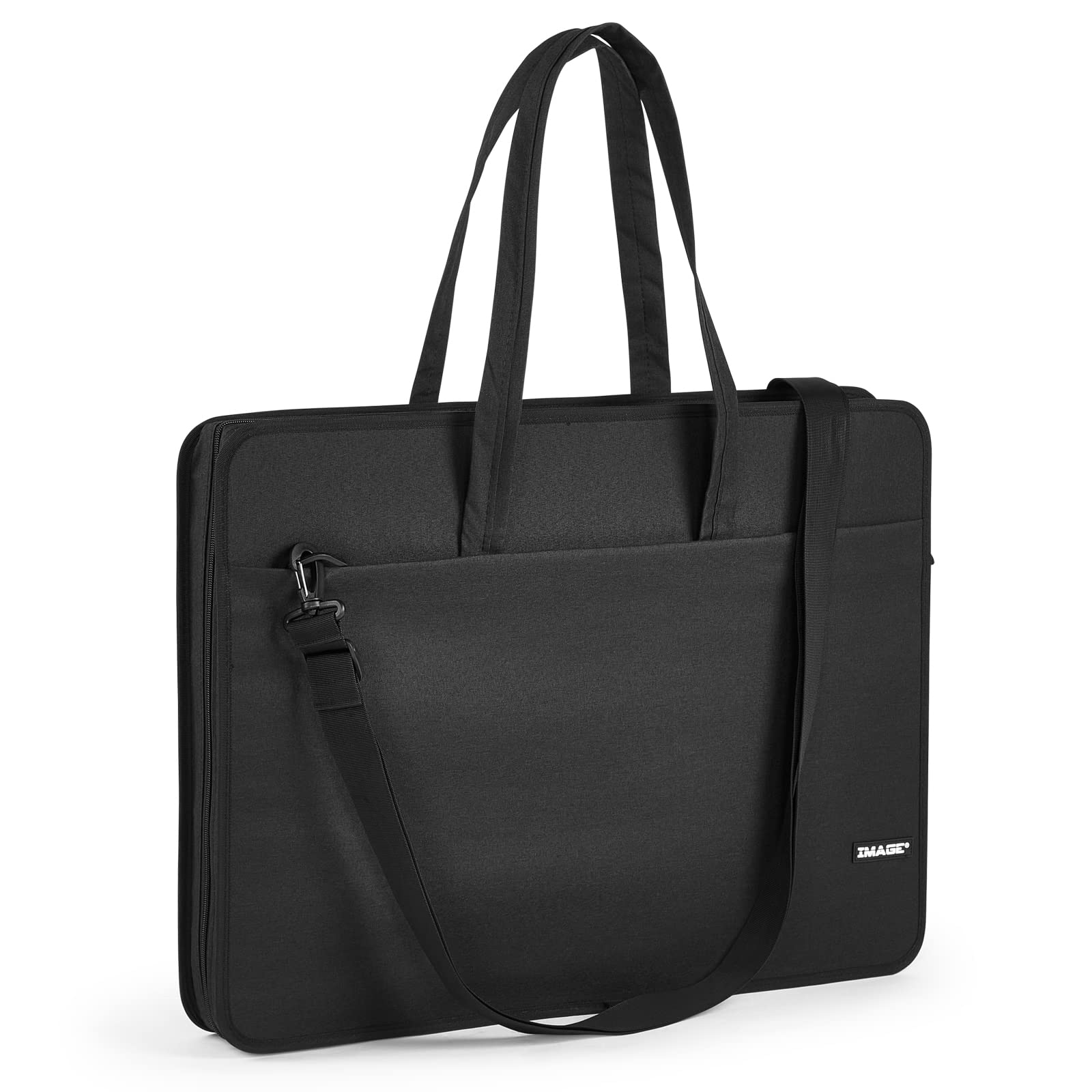 IMAGE Art Portfolio Tasche 23.6 * 17.7 * 3.14 Zoll Kunst Tragespeicher Fall wasserdicht Reißbrett Tasche mit Schultergurt und versteckte Schnalle für Kunstwerk, Skizzieren und Zeichen, Schwarz