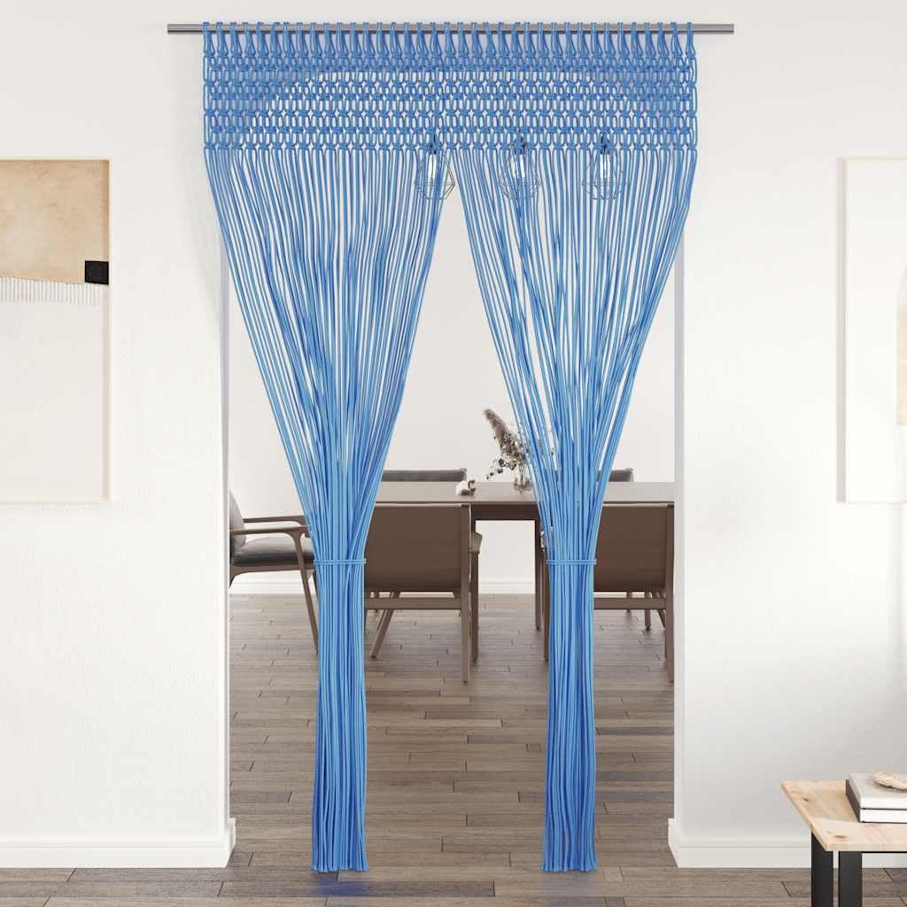 Rideau en macramé bleu 140 x 240 cm en coton
