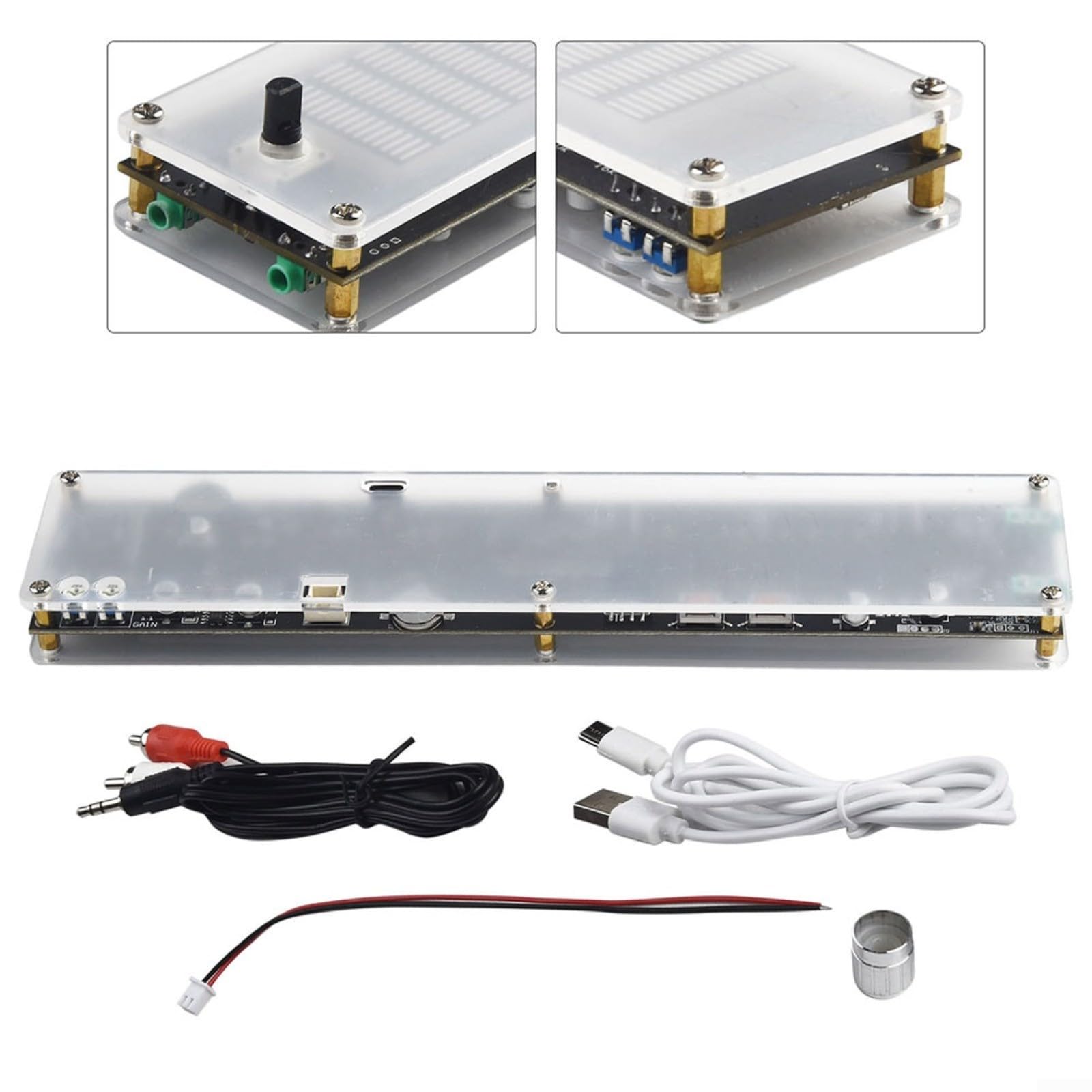 Analizador de espectro musical con DSP EQ y VU Metro de 15 bandas, pantalla LED de nivel de audio, carcasa acrílica transparente, fuente de alimentación USB, para decoración de escritorio y