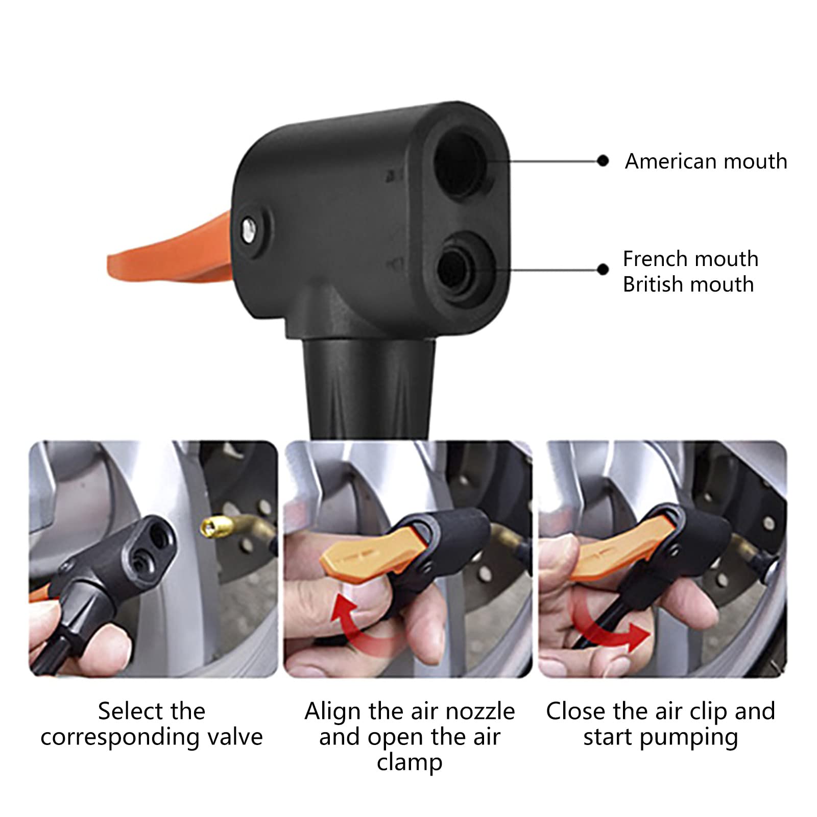 Fahrradreifenfüller, Ersatzdüse für Fahrradpumpe, Mehrzweckanschluss für Kopfpumpe, Adapter, F-Fahrrad-Konverter, Fahrradpumpen-Düsenadapter, Ersatz