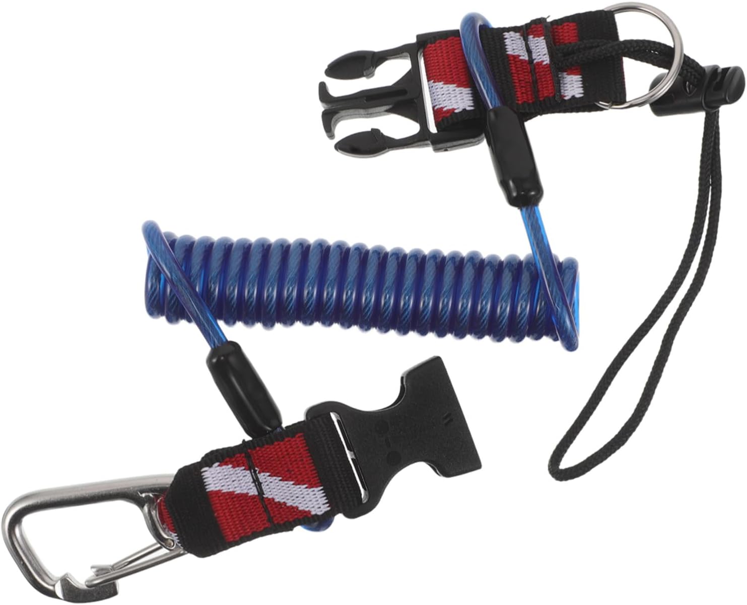 SUPVOX Retractable Scuba Diving Lanyard with Stainless Steel Clip and TPU Coiled Rope Sturdy Anti-Lost Strap for Scuba Diving Gear and Dive Lights and Underwater Emergencies