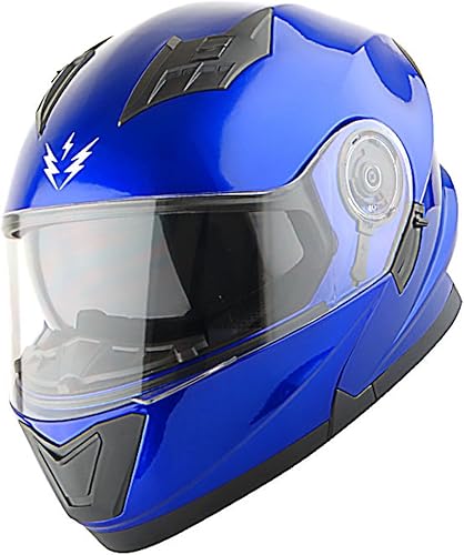 Miniatura 2 de 1Storm Nuevo Casco Modular de Cara Completa para Motocicleta con Doble Visera, Protector Solar y Luz Trasera LED Recargable Azul Brillante