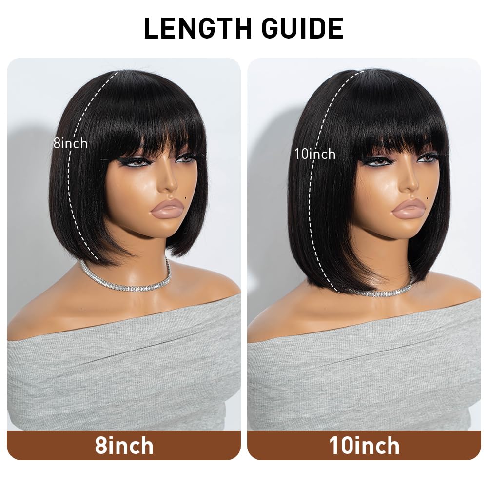 Joedir bob parrucche di capelli umani (nero, 10 inch)