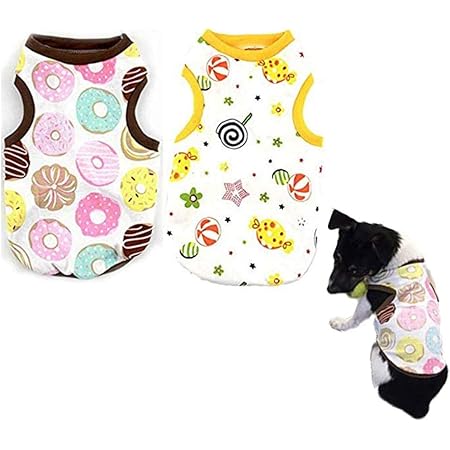Amazon Abrrlo 2pcs 犬用シャツ 綿 ペット タンクトップ 犬 猫 Tシャツ ベスト 小型犬用パジャマ 柔らかい 通気性 春夏秋冬服 Abrrlo シャツ パーカー 通販