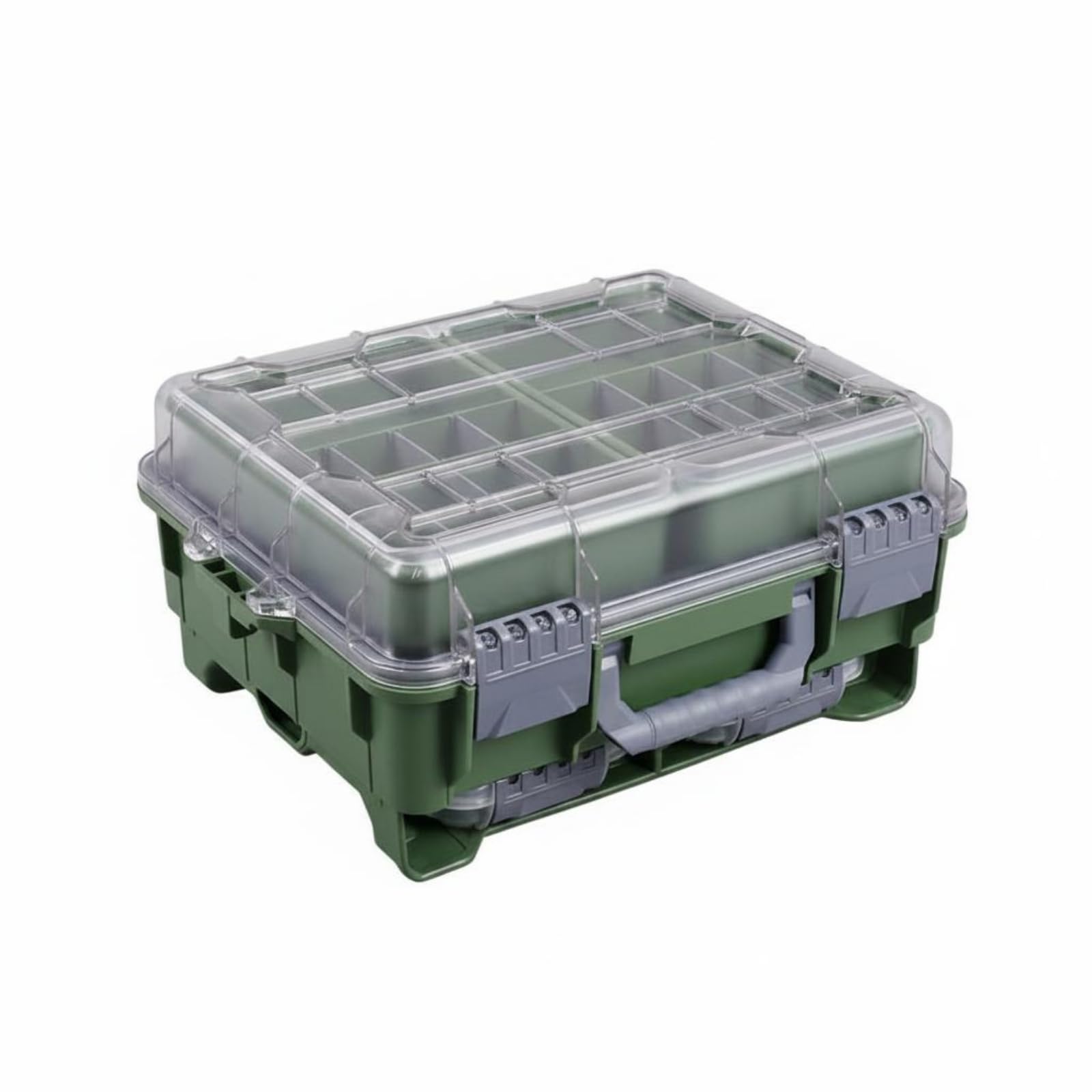 Custodia da Pesca Impermeabile Scatola Tackle Box Valigetta Attrezzatura con Vani Separati Porta Esche Ami Fili Materiale Pp Resistente All Esterno, Array, Verde