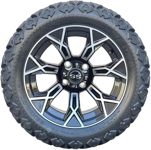 Vista 79 de Juego de 4 ruedas y neumáticos para carrito de golf Phantom en negro brillante de 14 pulgadas, neumáticos todoterreno de 23x10-14, certificación 14