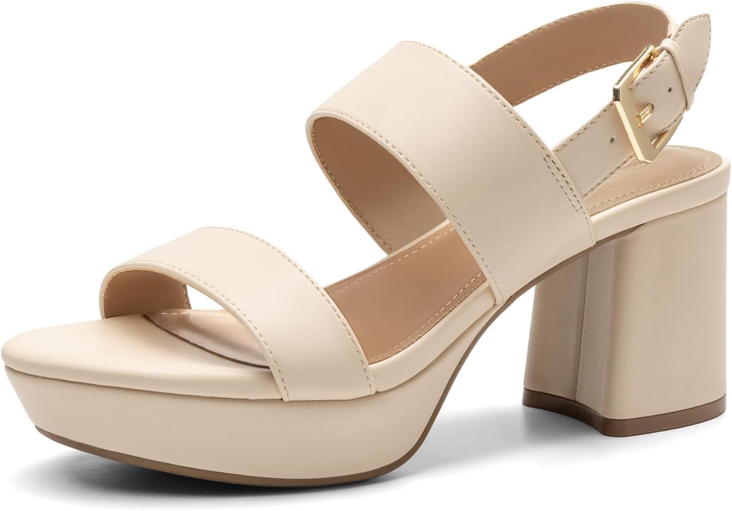 - Women's Platform Heels Chunky Block Heeled Sandals Open Toe Comfortable Buckle Dress Heels for Party Wedding