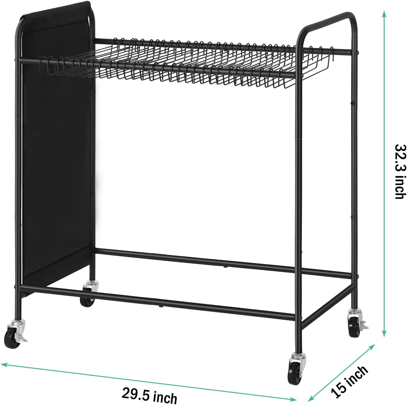 Pants Hangers Rolling Pants Trolley Pants Rack with 30 Hangers Closet Organizer for Jeans Trousers Skirts, Black