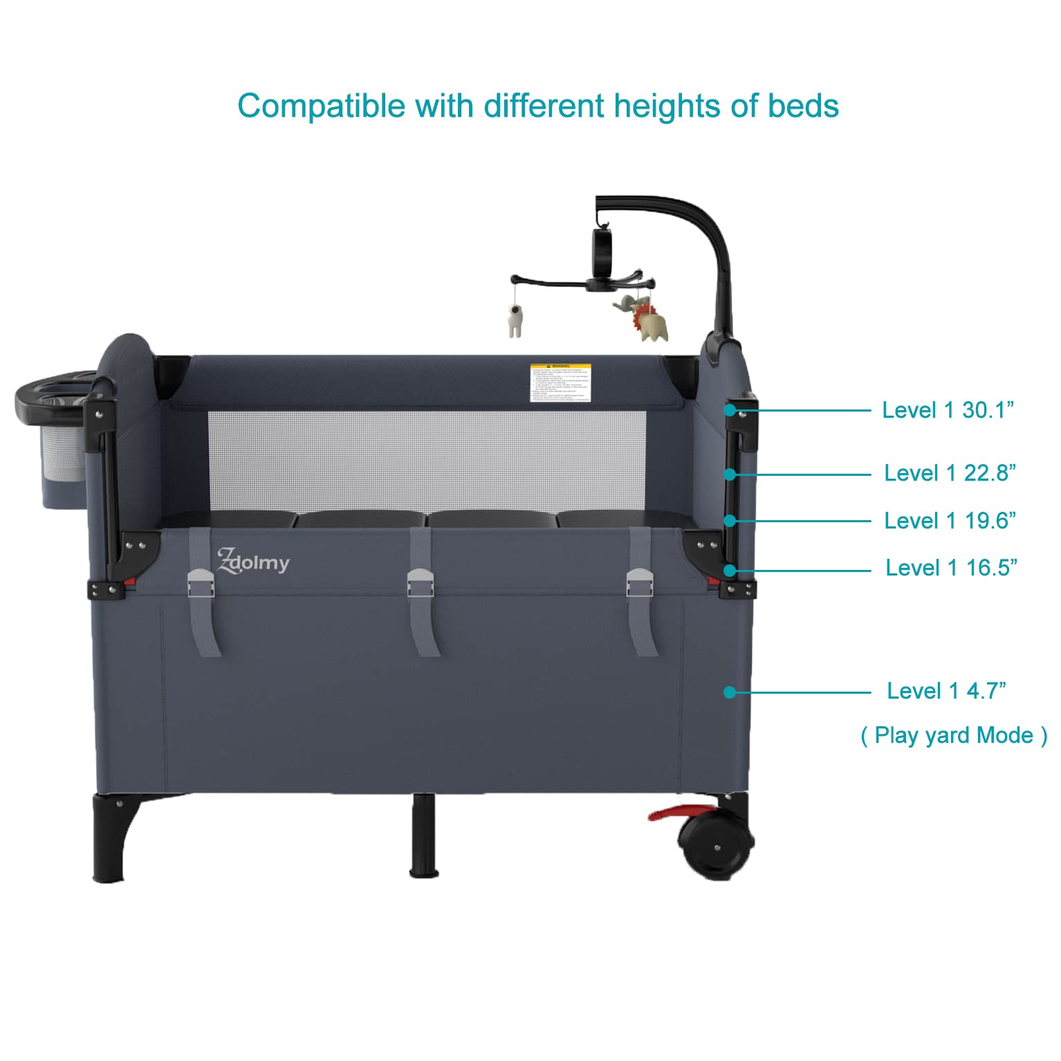 Baby Bedside Sleeper Portable Baby Crib, Adjustable Bed Side