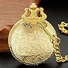 Tiong Gold Shield Men's Quartz Pocket Watch with Chain, Arabic Numeral Digital Scale #4