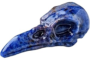 Runyangshi Natural Sodalite Crystal Bird Skull Statue