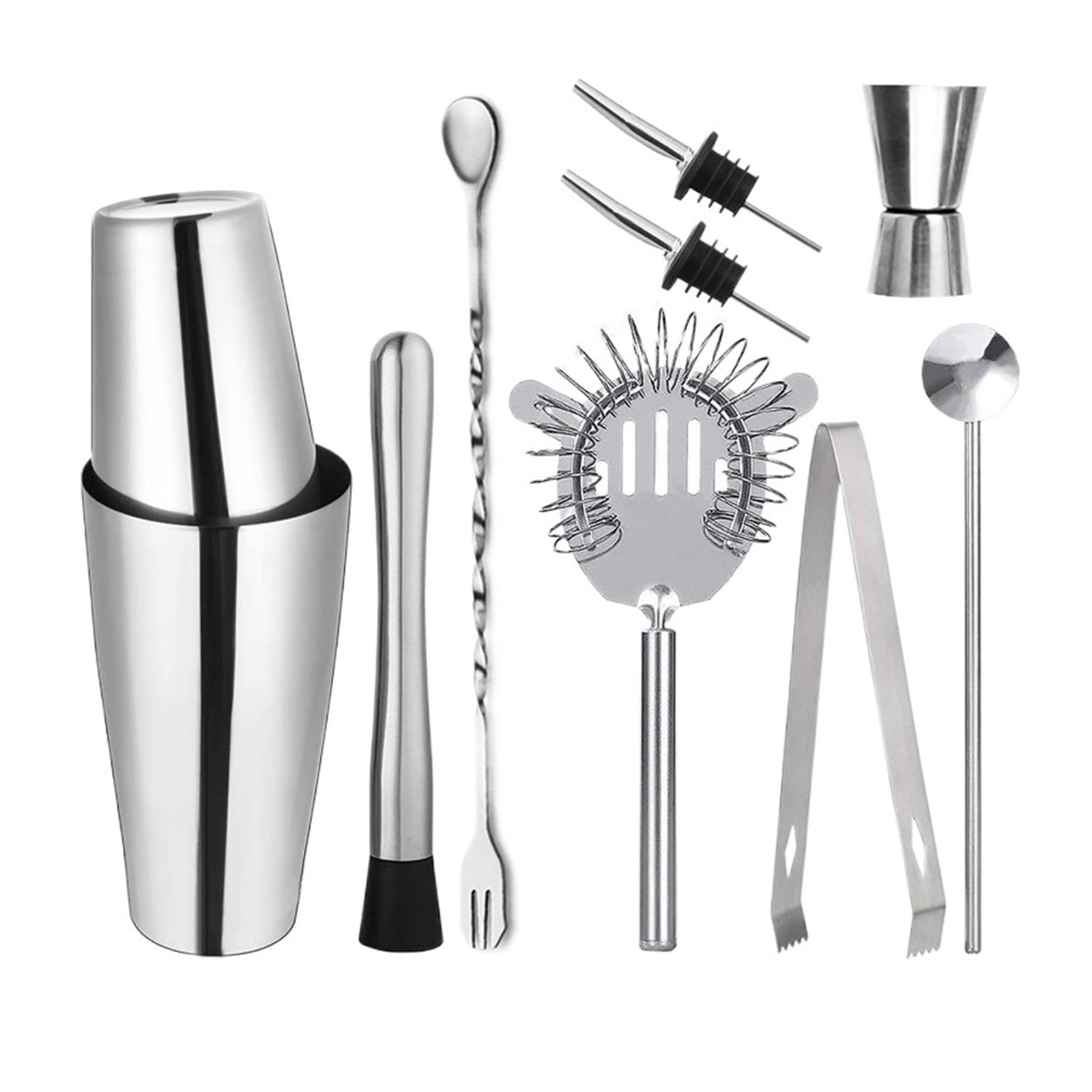Juego de coctelera, Equipo coctelería, Bar, Vino, Martini, Mezclador Bebidas, Kit Barman, Herramientas(600and750ml 9pcs)