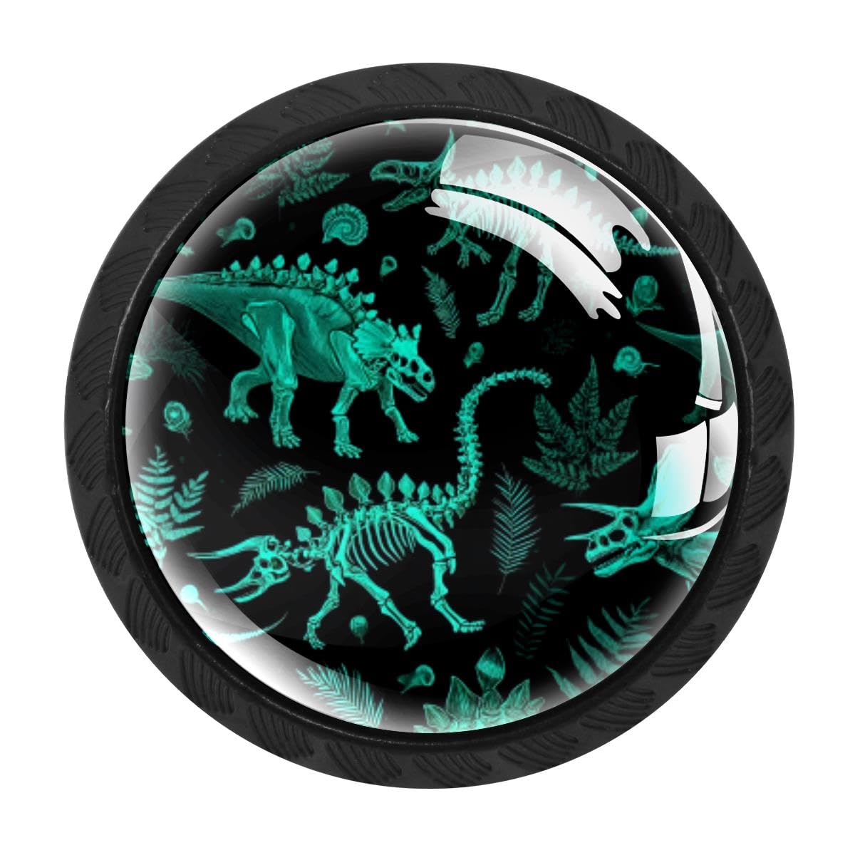 4 PCS Kitchen Cabinet Knobs, Dinosaur Leaves Drawer Knobs Dresser Handles