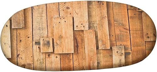 Miniatura 3 de Mantel ovalado ajustable de madera de poliéster elástico, tablones de pared de madera dura de teca estilo cabaña, mantel ajustable con estampado