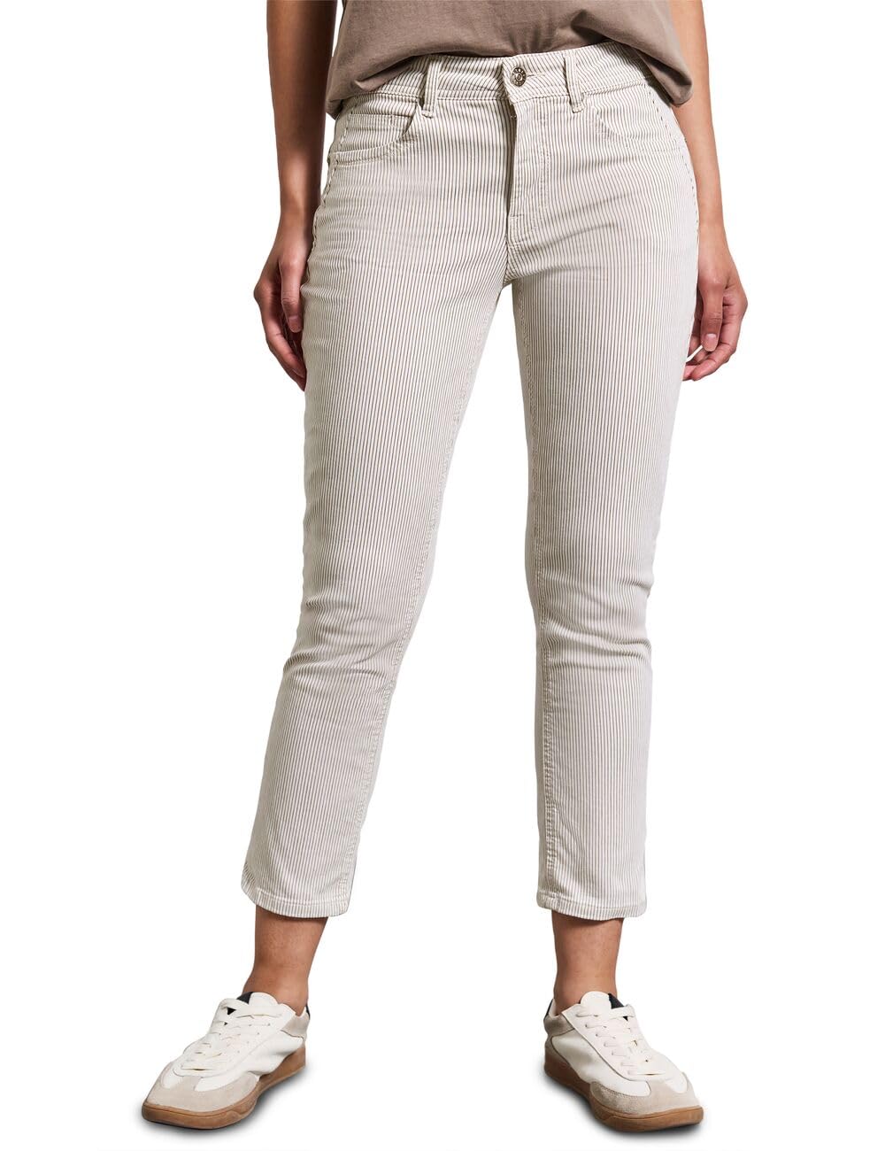 Street One Women's A379184 7/8 Jeans, Beige Stripe Washed, W27