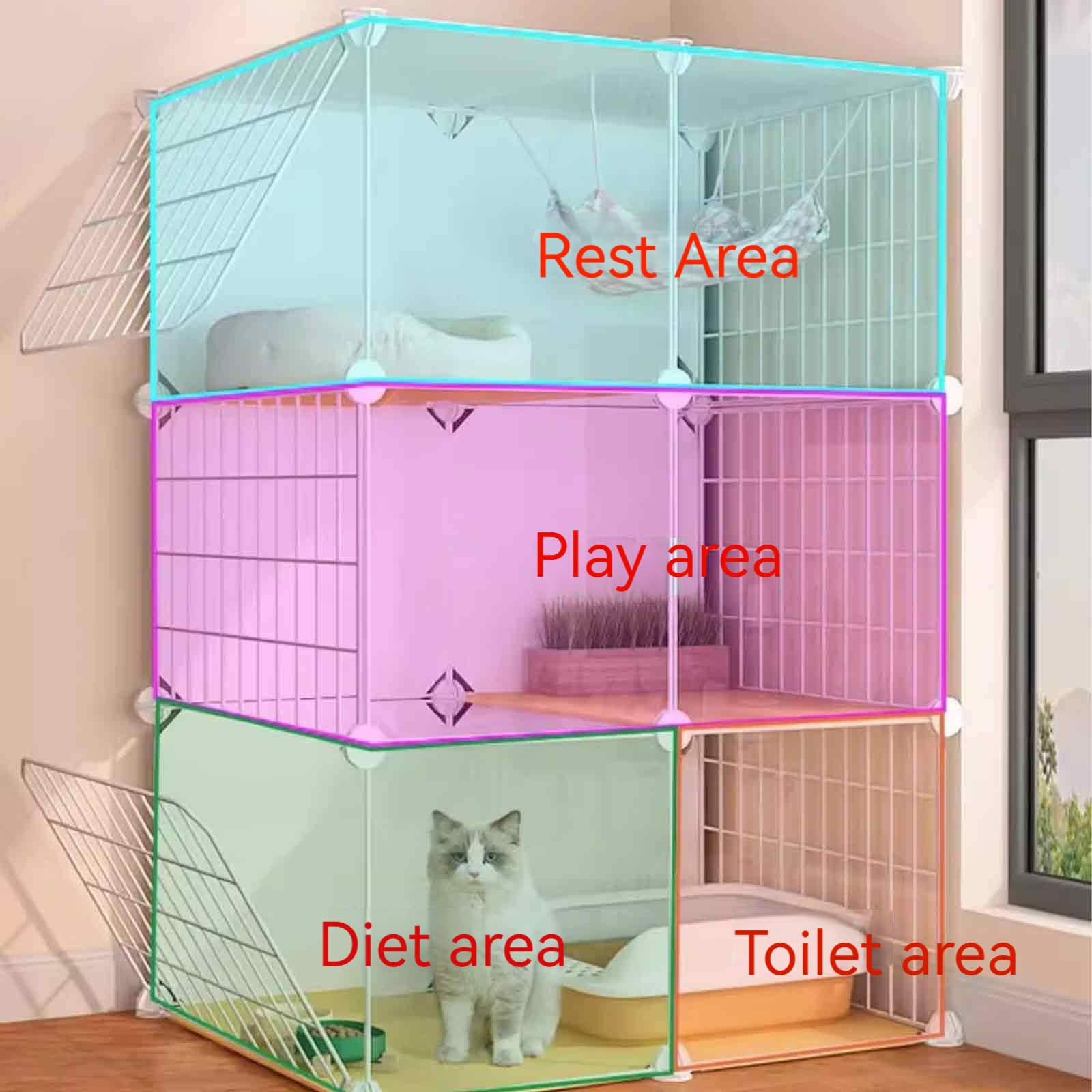 Generico Gabbie per Gatti da Interno, Grandi, per Animali Domestici, Staccabili, recinti per Gatti da Interno, recinto per Gattini da Interno, con carrucole a 360°, Design Trasparente, Facile da spos