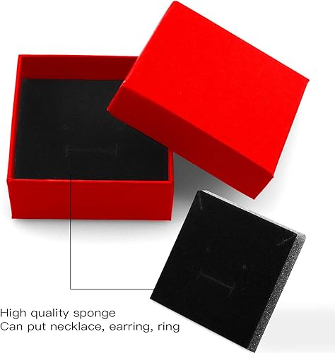 Miniatura 6 de Caja de regalo para collar y aretes, caja de regalo, 12 cajas de regalo cuadradas de cartón para joyas, caja de regalo de papel de cartón relleno de
