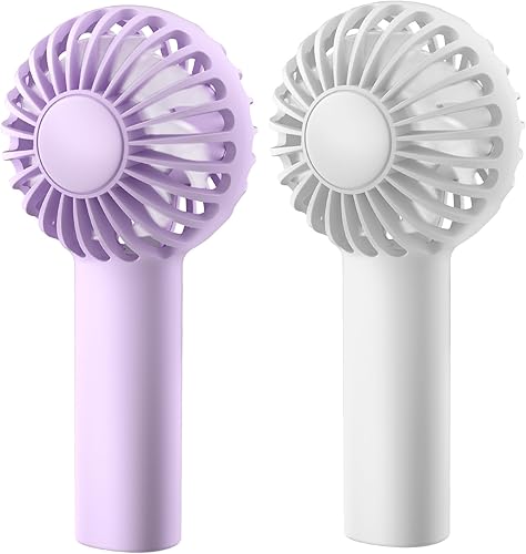 Miniatura 1 de KIDEE Mini ventilador portátil, paquete de 2 ventiladores de mano pequeños con 3 velocidades, ventilador de mano pequeño recargable por USB, batería