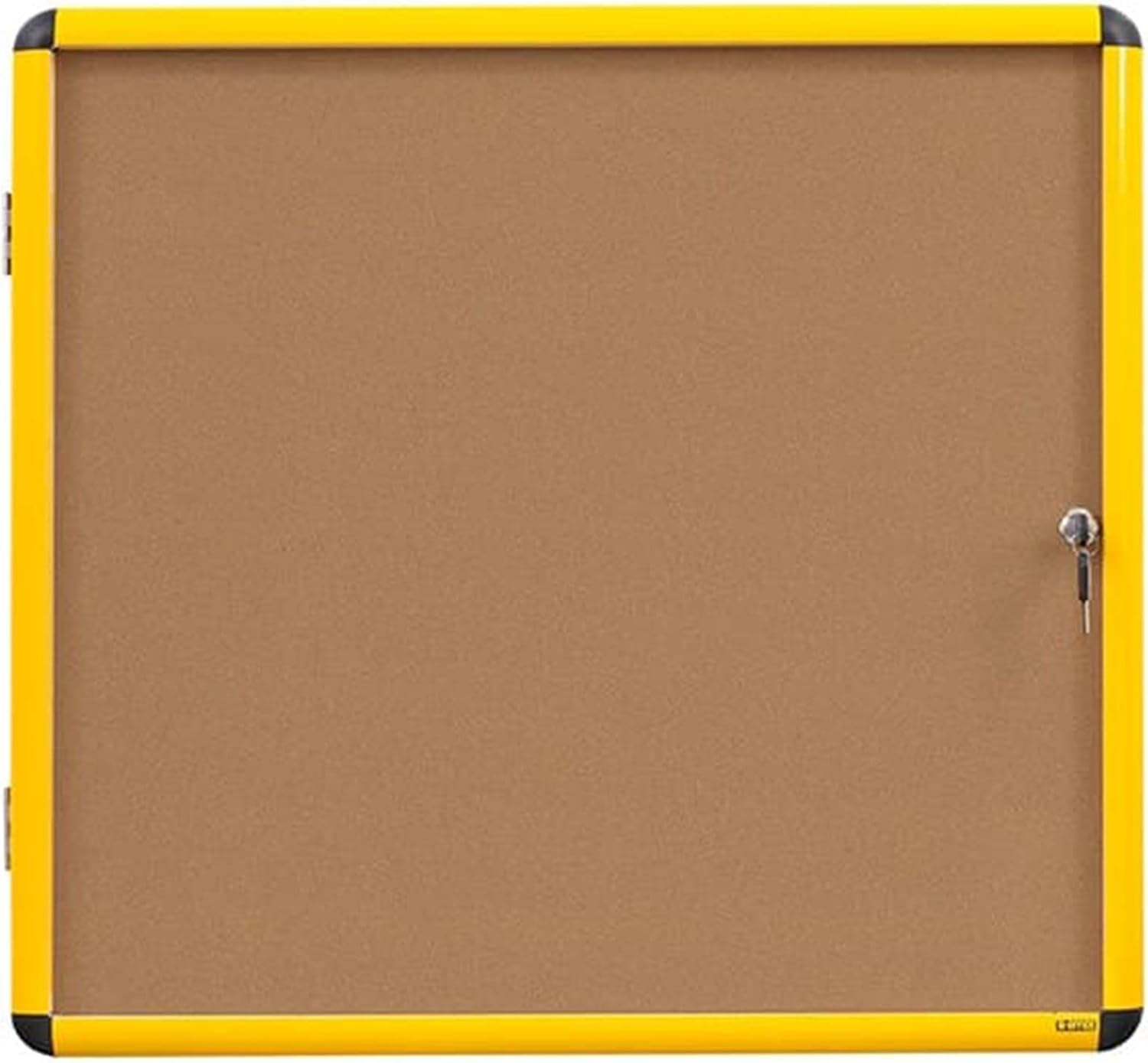 MasterVision Industrial Enclosed Cork Board, Single Door, Yellow Aluminum Frame, 28 x 38.25 (VT6301611511)