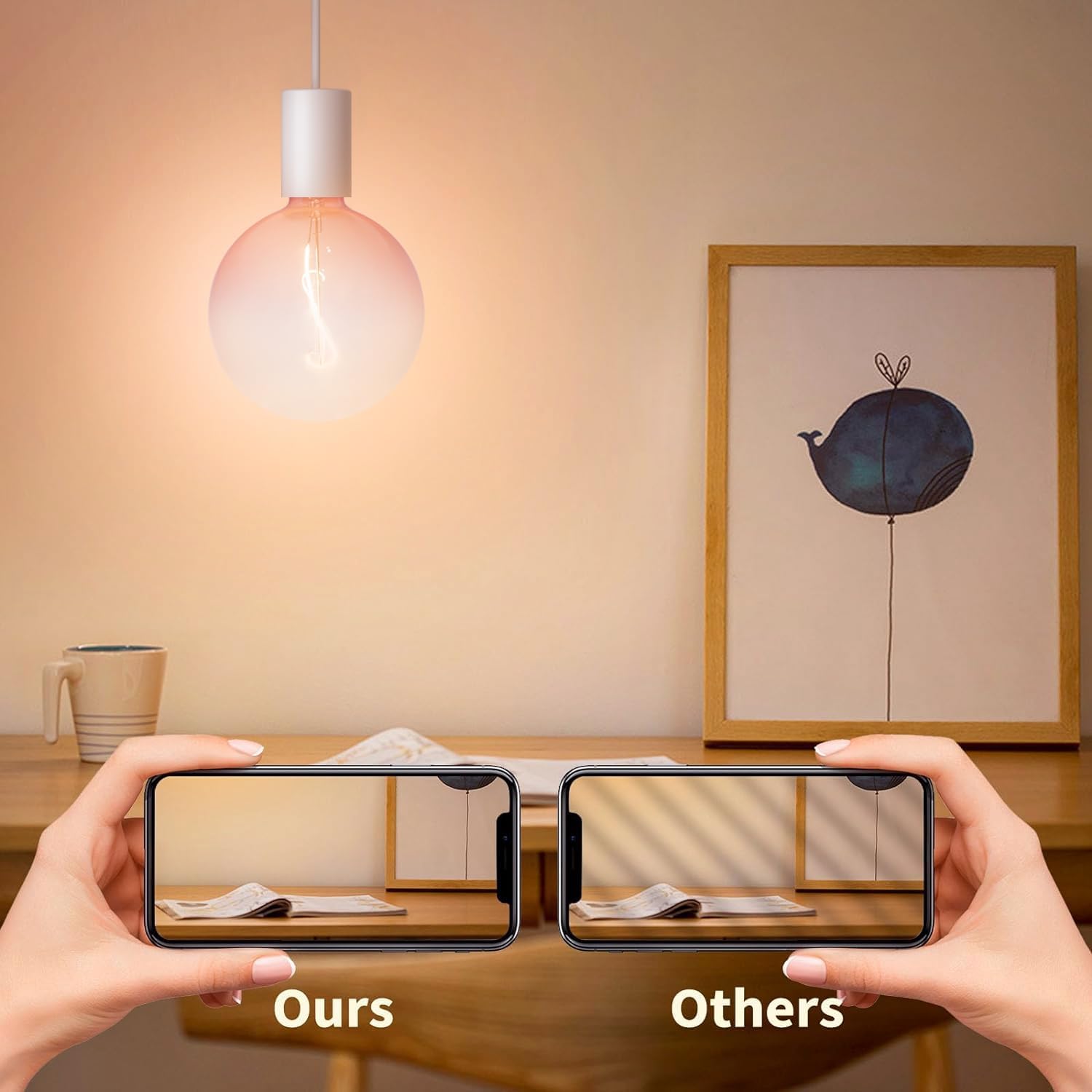 ONEWISH Large LED Bulb,G150 Pink Globe Decorative Bulbs,Warm White 2700K 3W,30W Equivalent,E26 Base,6 inch Oversized Edison Bulb for Bedroom Living Room Home,1 Pack