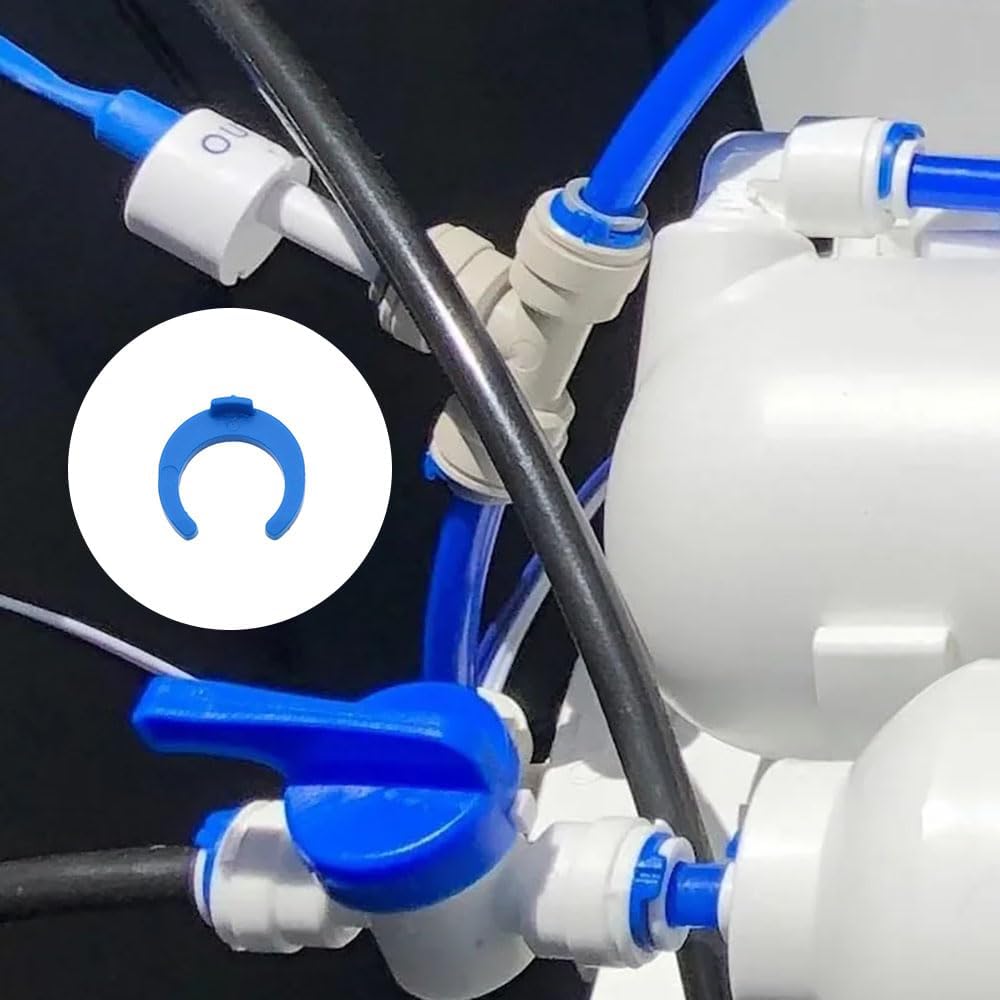 50PCS 1/4 Inch and 50PCS 3/8 Inch Lock Clamp Blue Quick Connect Locking Clips for RO Reverse Osmosis Water Filter Accessories PE Pipe Filter System Accessories