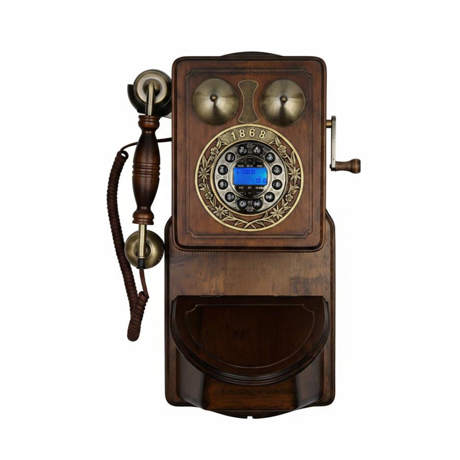 Teléfono Vintage de Pared con Diseño, Teléfono De Pared Retro con Pantalla De Identificación De Llamadas Grande