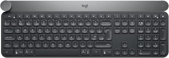 Logitech Craft Bezprzewodowa klawiatura, Bluetooth i połączenie bezprzewodowe 2,4 GHz, programowalny przycisk obrotowy, automatyczne oświetlenie klawiszy, wiele urządzeń, PC/Mac/Laptop, angielski