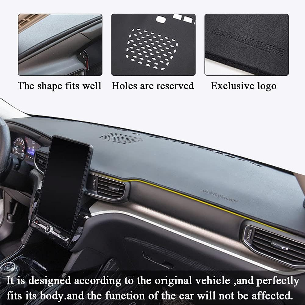 Rifoda for Ford Explorer Dash Board Cover Mat Center Console Cover Fit for Explorer 2020 2021 Instrument Panel Leather Material Cover Sun Shade pad
